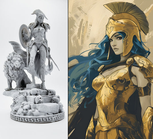 "Shieldmaiden of the Golden Realm: The Divine Guardian's Vigil" – 18+ Collector's Model