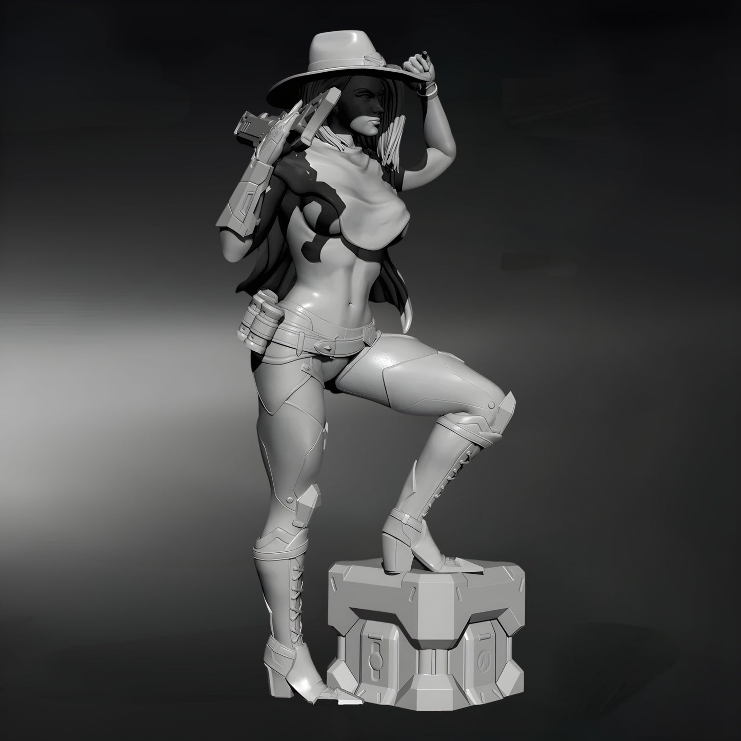 18+ Collector's 3D Printed Model: 75mm Resin Fiugre Kits Futuristic Cowgirl Model Self-assembled.