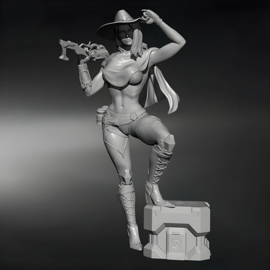 18+ Collector's 3D Printed Model: 75mm Resin Fiugre Kits Futuristic Cowgirl Model Self-assembled.