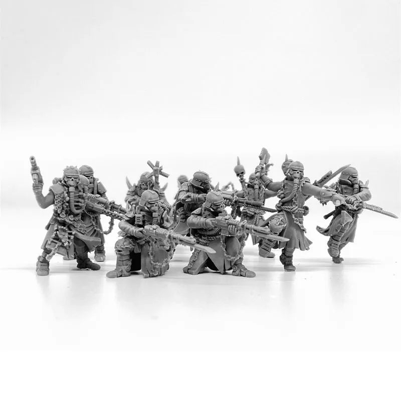 10Pcs Renegade Death Squad Heretics Soldiers Resin Model Miniature Tabletop Gaming Soldier Figures Unpainted Model Kit